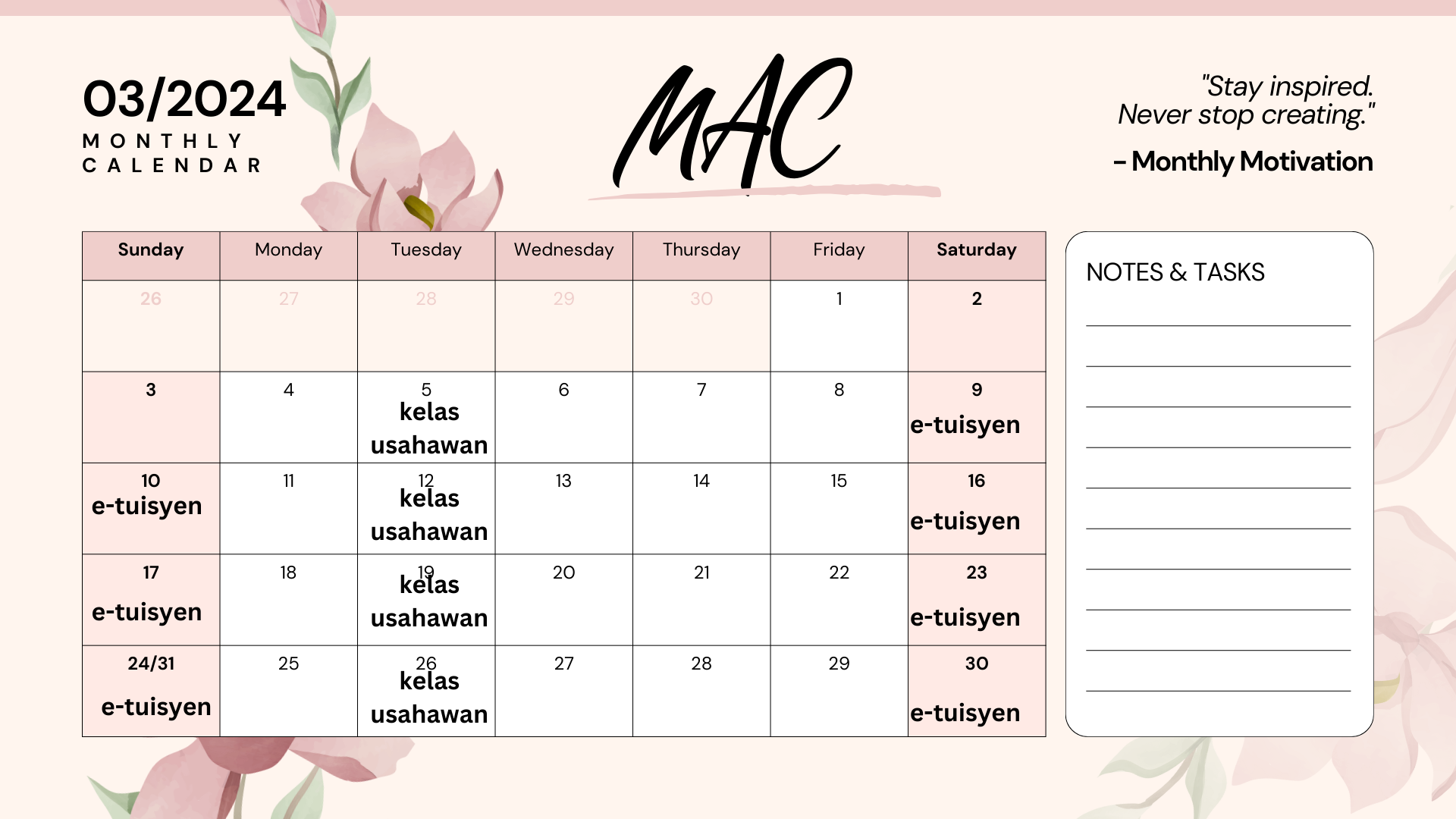 Calendar MAC 24