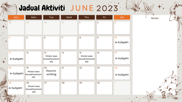 jadual aktiviti